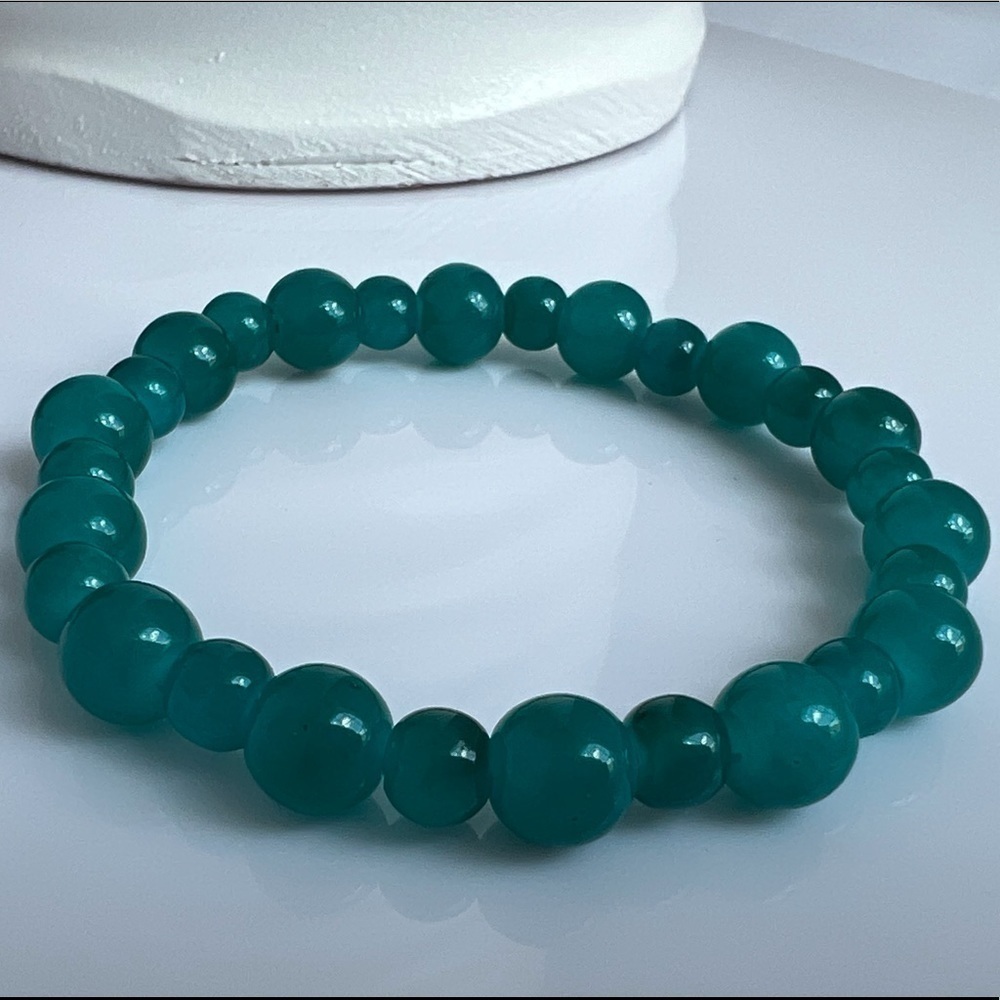 Teal Stretch Beaded Bracelet - Picture 7 of 13
